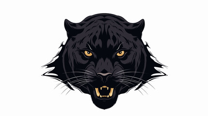 Abstract black panther with fierce eyes. simple Vector art