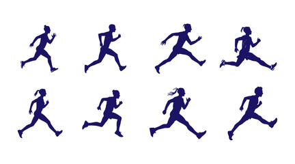 set of silhouettes of running athletes