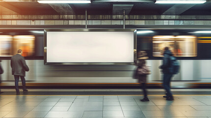 Billboard mockup on subway station.