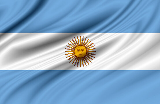 Argentina flag waving with the wind, 3D illustration.
