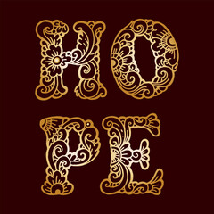 Hope hand lettering illustration vector