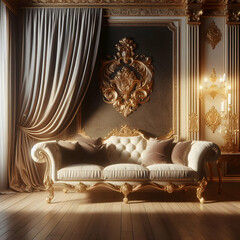 A luxurious sofa against a wall for modern interior design 