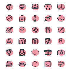 set of icons for weddings, vector logo icons