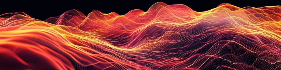 Electric neon orange waves dancing over a subtle gradient, with the clarity and resolution of an HD photo