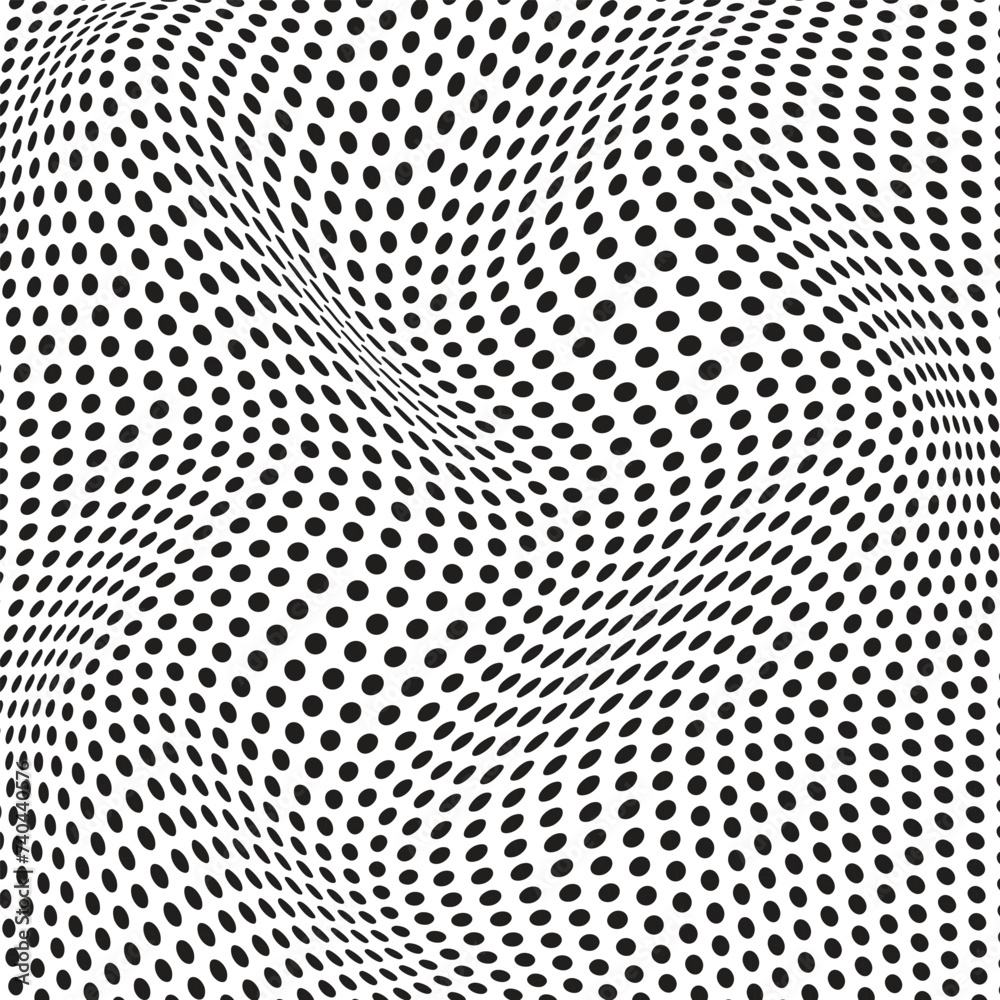 Poster abstract monochrome wavy dot curved pattern vector background.