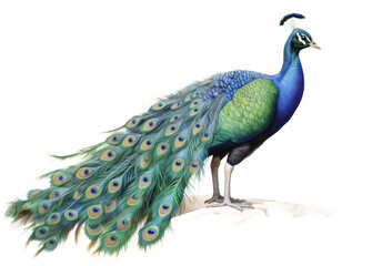 water color peacock isolated on the transparent background.