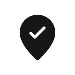 checked Location pin icon with check mark tick symbol, map pointer with checkmark icons