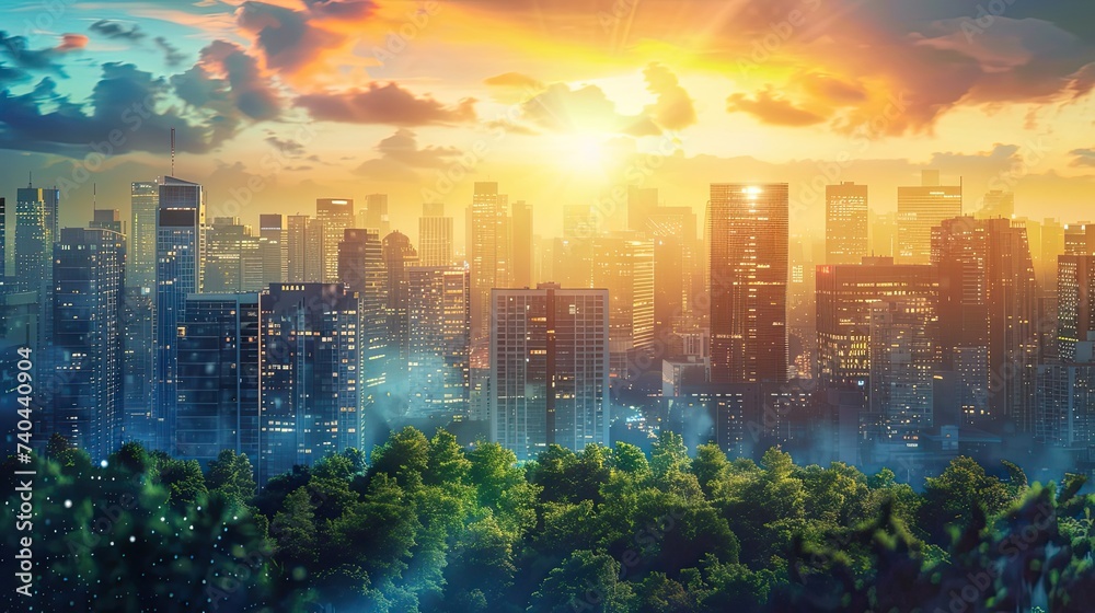 Canvas Prints a slide background for showcasing a positive image of the modern civilization