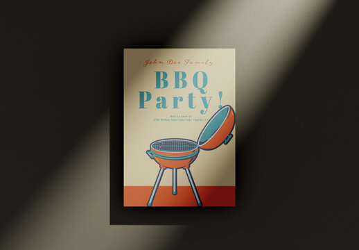 Blue And Brown Bbq Party Flyer