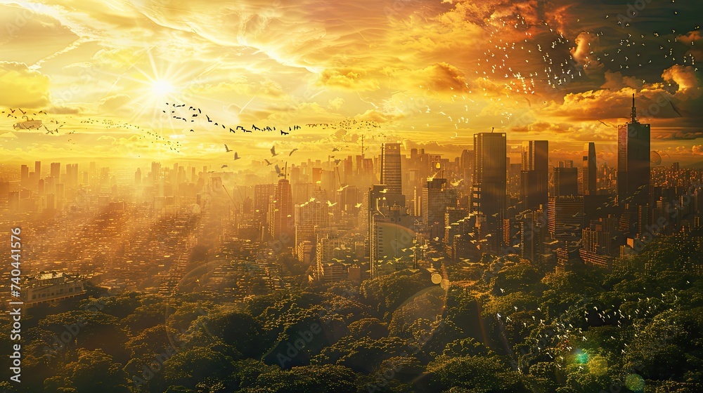 Wall mural a slide background for showcasing a positive image of the modern civilization