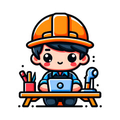 Cartoon builder with professions Worker engineering Transparent PNG