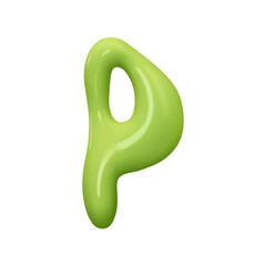 letter P. letter sign green color. Realistic 3d design in cartoon liquid paint style. Isolated on white background. vector illustration