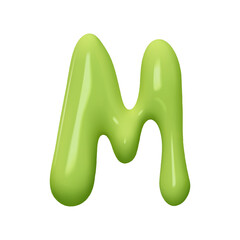 letter M. letter sign green color. Realistic 3d design in cartoon liquid paint style. Isolated on white background. vector illustration