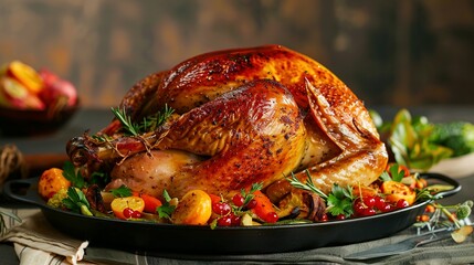 Stuffed turkey breast. Roasted whole, served with fresh vegetables
