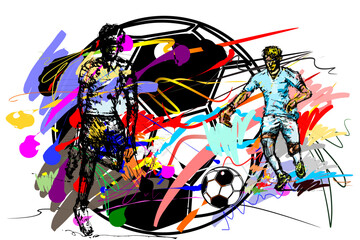 balls footballs sport art and brush strokes style