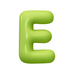 letter E. letter sign green color. Realistic 3d design in cartoon balloon style. Isolated on white background. vector illustration