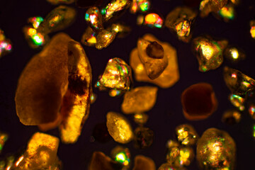 Abstract micrograph of colorful sand grains from Utah.