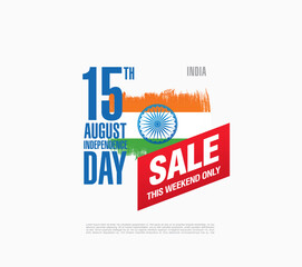 Sale banner layout. Independence Day of India. 15 th of August. Vector illustration