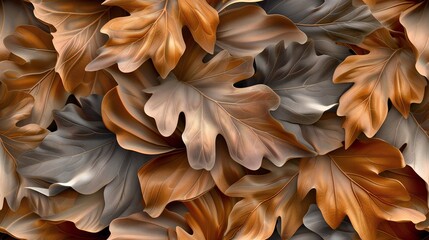 Pattern of Harmonious Oak Elm Blend: Harmonious fusion of dry oak and elm leaves, forming an elegant pattern.