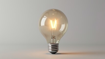Bright light bulb glowing against white backdrop, illuminating ideas. Ai Generated.