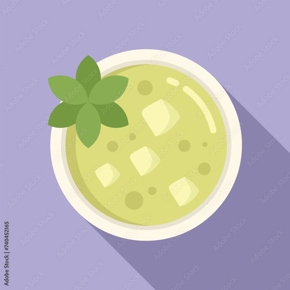 Poster Chowder cream soup icon flat vector. Supper lunch. Entree plate cook