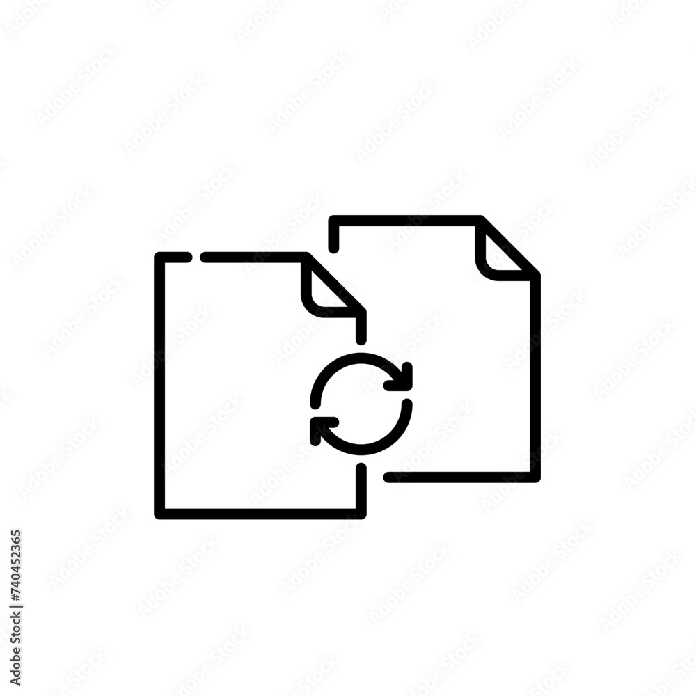 Wall mural two files and renew arrows. data synchronization. pixel perfect icon