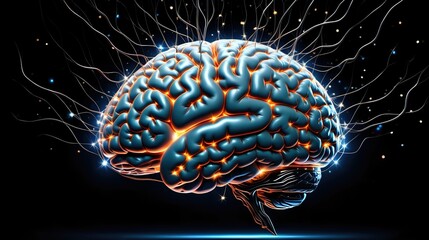 A thought-provoking image featuring a brain against the backdrop of space.