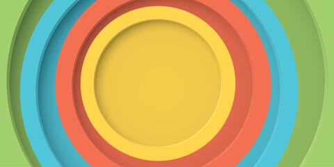 Fototapeta premium Abstract colorful three dimension circle frame paper cut style on vector illustration template.