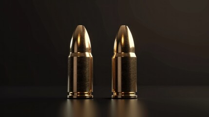 bullets from the gun placed on a black table