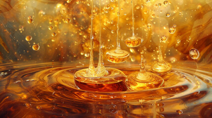 Each drop of honey falls with purpose forming a gleaming syrupy pool below.