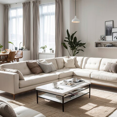 modern living room design with white sofa