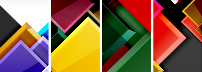 Color glass glossy square composition poster set for wallpaper, business card, cover, poster, banner, brochure, header, website