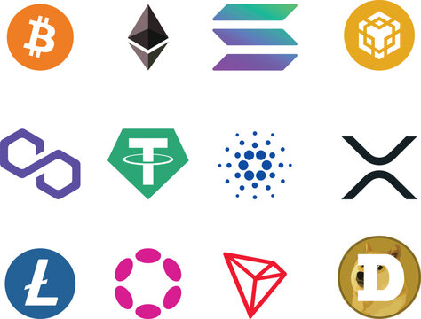crypto currency logo set