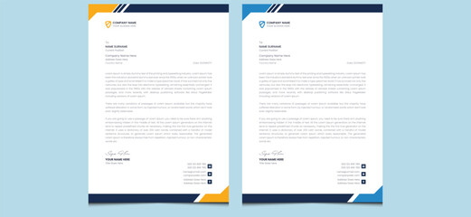 Unique clean editable creative minimal company modern corporate professional abstract elegant business style letterhead template design. - obrazy, fototapety, plakaty