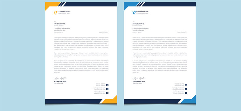 Unique clean editable creative minimal company modern corporate professional abstract elegant business style letterhead template design.