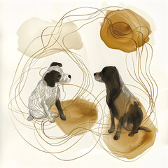 Whimsical Canine Frolics, Editorial Illustration