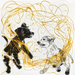 Whimsical Canine Frolics, Editorial Illustration