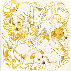 Whimsical Canine Frolics, Editorial Illustration