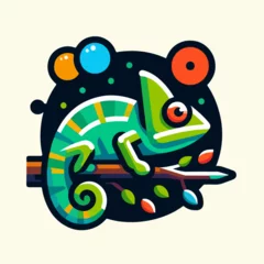 Fotobehang flat vector logo of a  chameleon © Muhammad