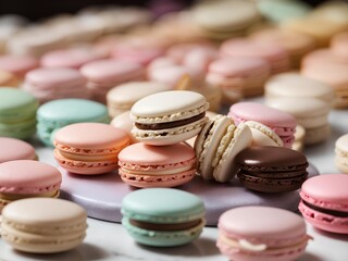 Obraz premium French premium Macarons, cinematic food photography, studio lighting and background 