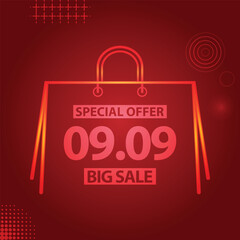 Sale banner template design 9.9  .  09.09 SPECIAL OFFER, MEGA SALE, FLASH SALE