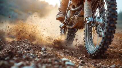Dirt Bike Rider Racing on a Dusty Track