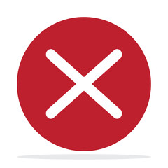 Red cross sign in circle. Icons for evaluation quiz. Vector.