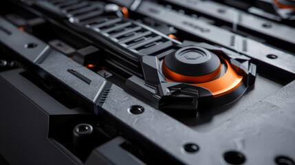 Closeup of the electric motors cooling vents preventing overheating and prolonging the tools lifespan.