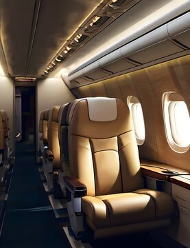 interior of an airplane HD 8K wallpaper Stock Photographic Image Generative AI