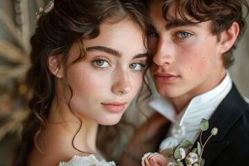 photo of regency era romantic young couple in love - obrazy, fototapety, plakaty