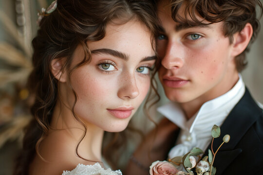 photo of regency era romantic young couple in love