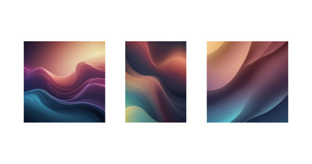Naklejka premium Vibrant Abstract Waves on a Triptych Canvas Display in Gradient Hues