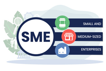 SMB - Small and Medium-Sized Enterprises. acronym, business concept background. Vector illustration for website banner, marketing materials, business presentation, online