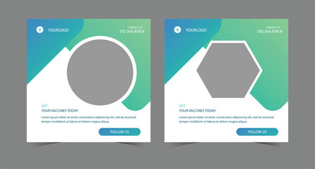 Medical health clinic template for social media post vector template. Medical social media post template. Medical social media banner or square social media post banner. 